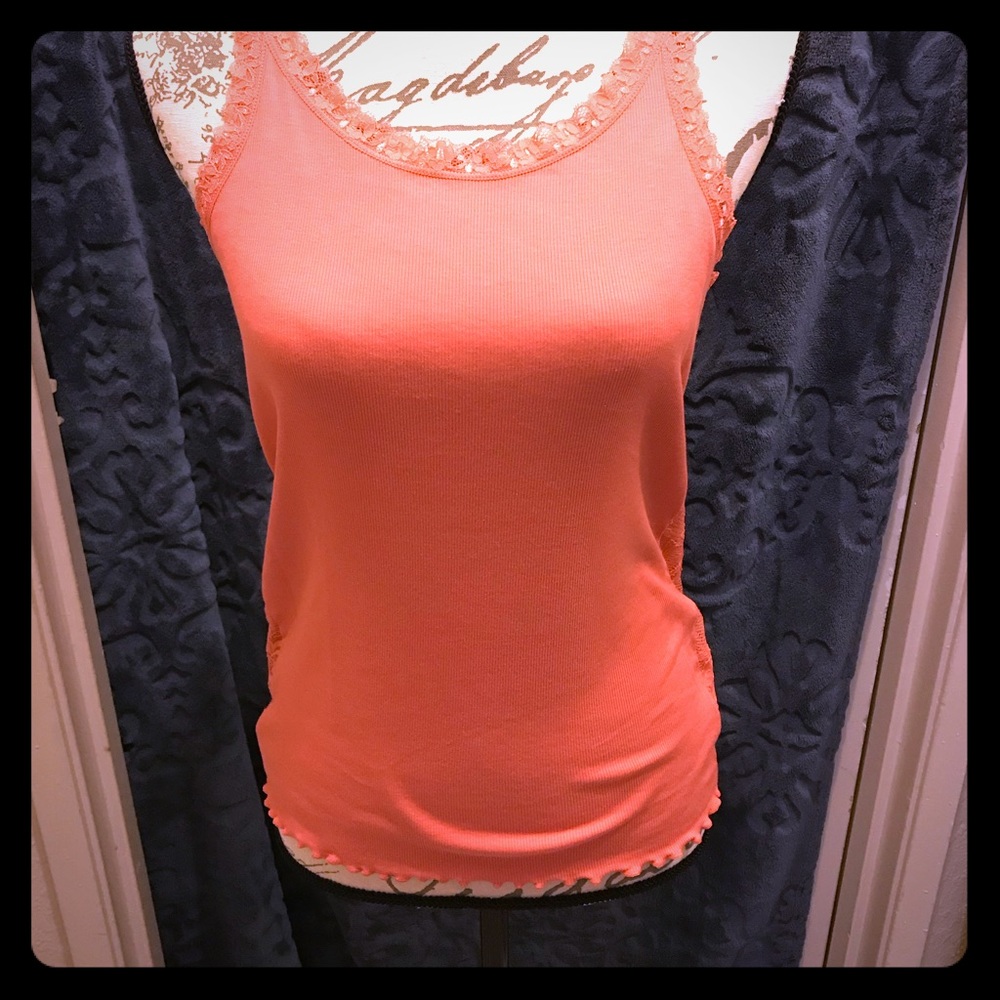 Express Ribbed back lace tank